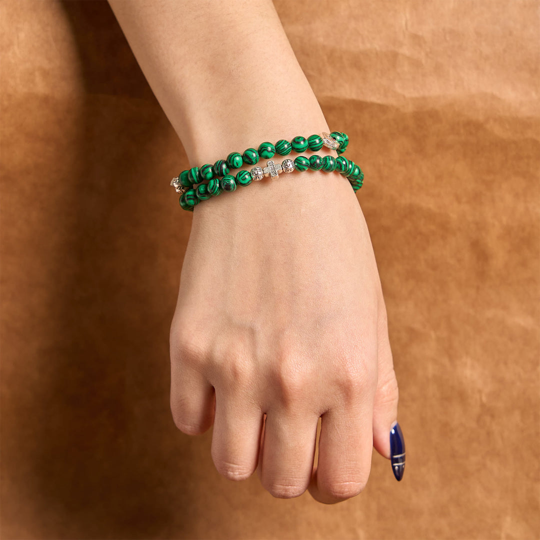 Christianartworkshop Pulsera de rosario con cruz de cuentas de malaquita verde "Amo a Jesús" - image 3