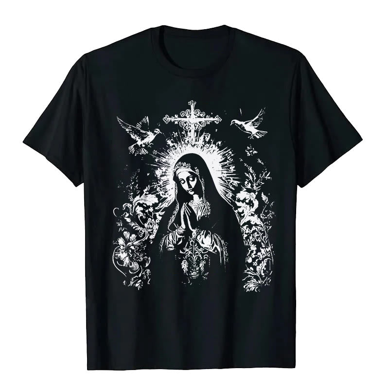 Christianartworkshop Camiseta vintage de María rezando - Negro - 2XL - image 0