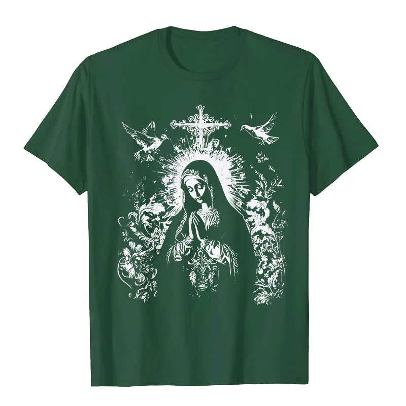 Christianartworkshop Camiseta vintage de María rezando - Verde oscuro - 2XL - image 1