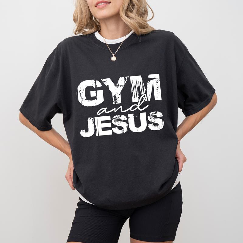 Christianartworkshop Camiseta de gimnasio y Jesús - Negro - 2XL - image 1