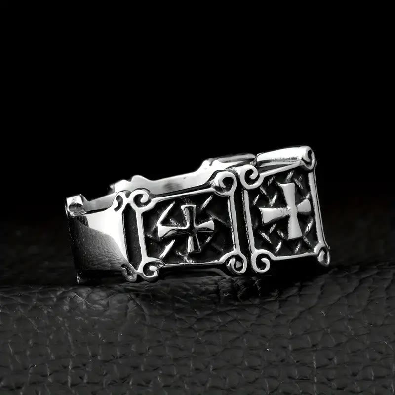 Christianartworkshop Cruz de piedras preciosas rojas y negras - Anillo de pareja adornado: un símbolo de fe y estilo. - image 8