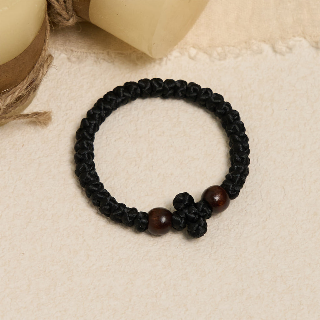 Christianartworkshop Pulsera de hilo con nudo y cruz azul y negra: un símbolo de fe. - image 3