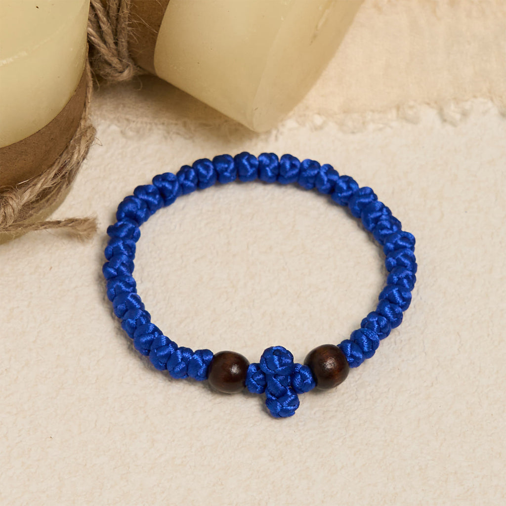 Christianartworkshop Pulsera de hilo con nudo y cruz azul y negra: un símbolo de fe. - image 2