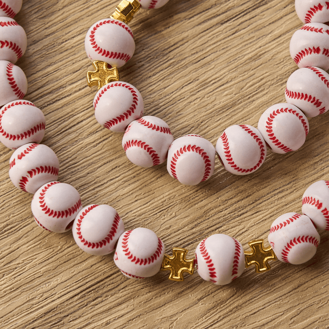 Christianartworkshop FE EN ORACIÓN: Rosario de cuentas de béisbol en miniatura bendecido con cáliz y crucifijo dorados. - image 10