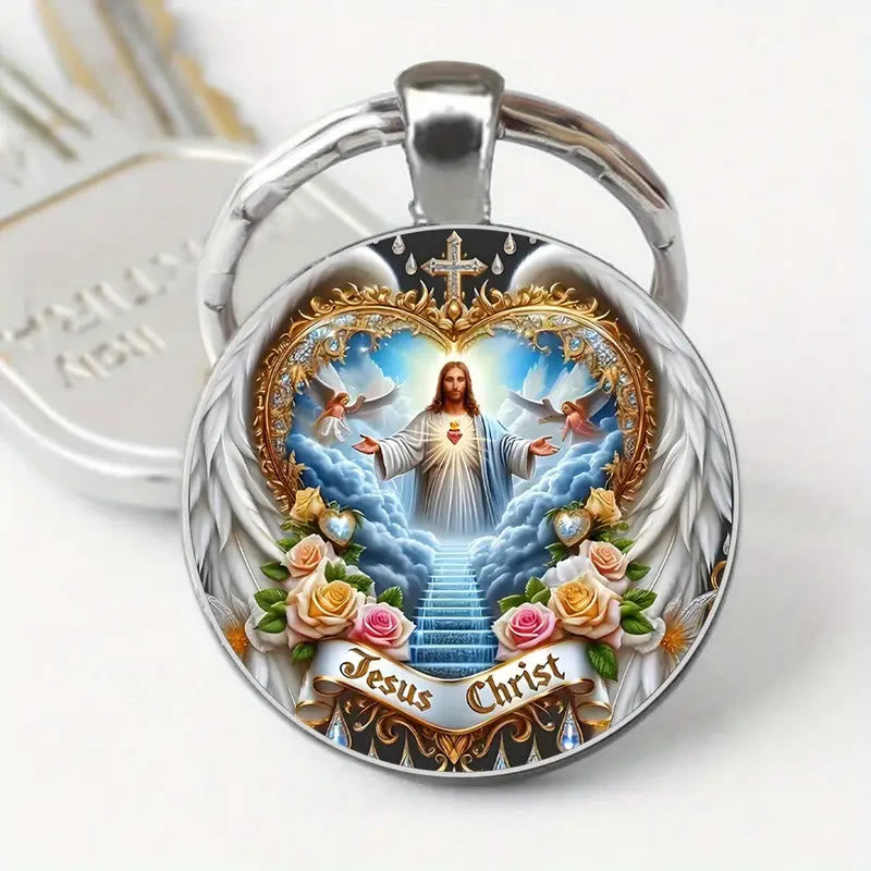 Christianartworkshop Llavero de Jesucristo del Reino Celestial Divino: Símbolo de fe y artesanía etérea - image 1