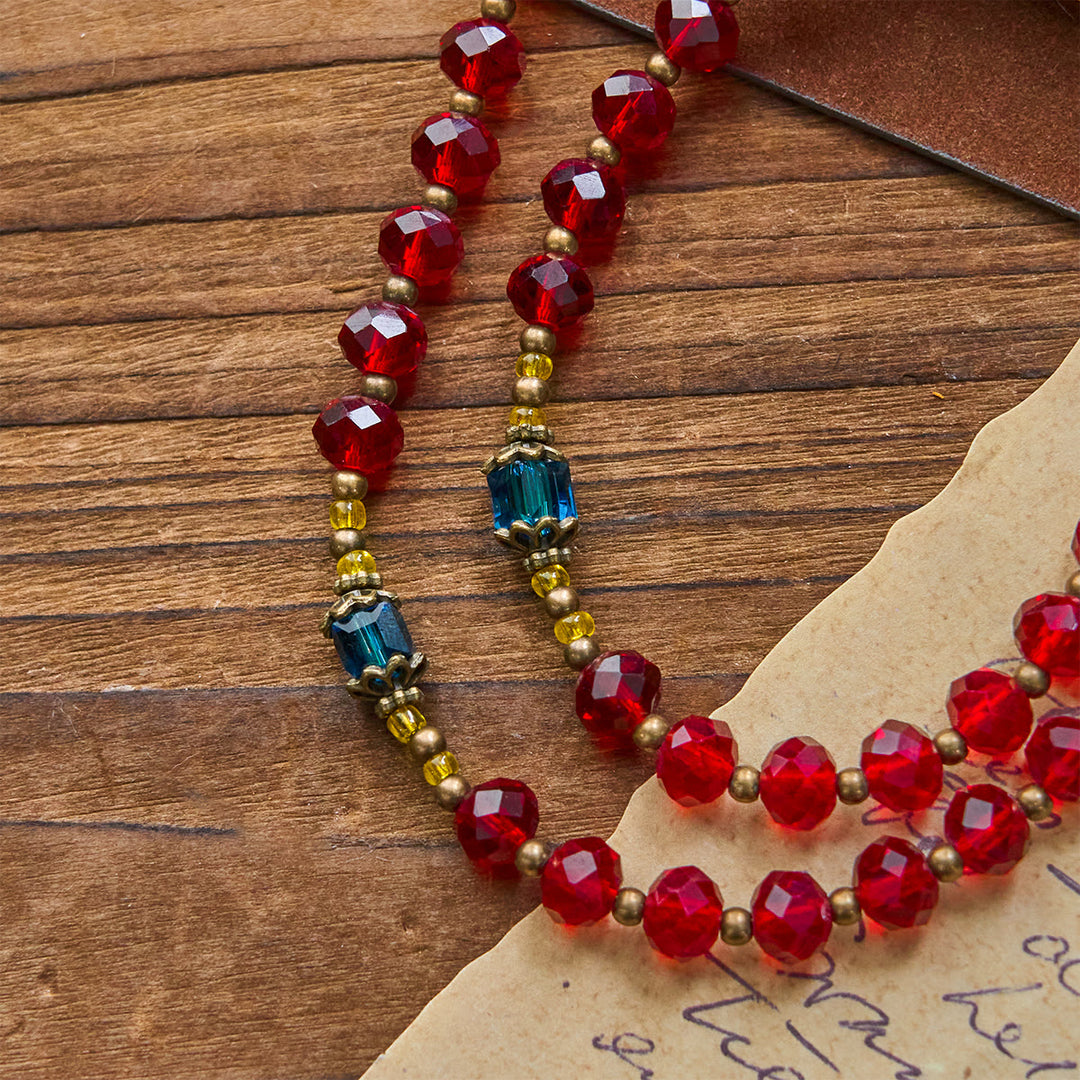 Christianartworkshop FE EN LA ORACIÓN: Rosario de cristal checo bohemio rojo hecho a mano con tarjeta de regalo. - image 8