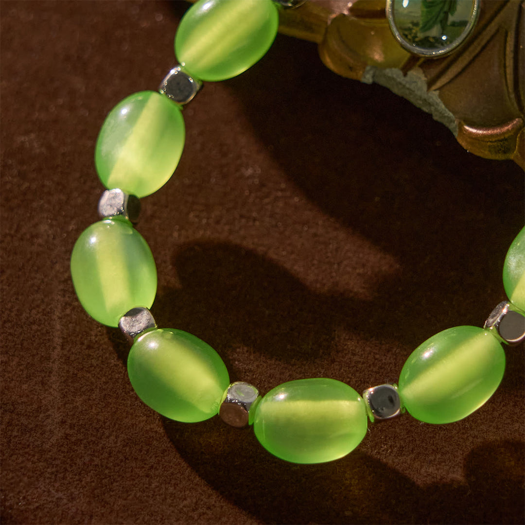 Christianartworkshop Colgante de San Judas y crucifijo, cuentas verdes transparentes, pulsera rosa - image 5