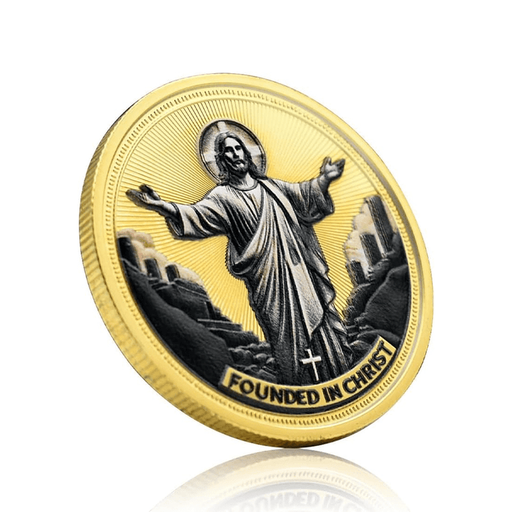 Christianartworkshop Moneda conmemorativa dorada/plateada "El amor de Jesús fundado en Cristo: Paloma y Cruz" - image 4