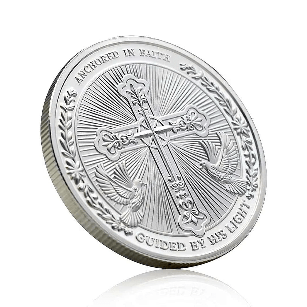 Christianartworkshop Moneda conmemorativa dorada/plateada "El amor de Jesús fundado en Cristo: Paloma y Cruz" - image 7