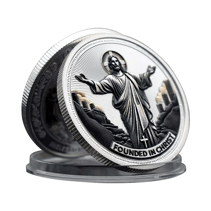Christianartworkshop Moneda conmemorativa dorada/plateada "El amor de Jesús fundado en Cristo: Paloma y Cruz" - image 2