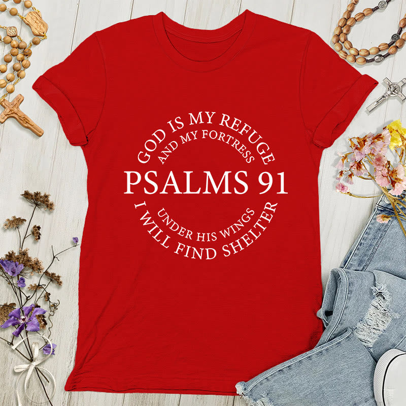 Christianartworkshop Camiseta con el Salmo 91 - Camiseta inspiradora para mujer - Rojo - 4XL - image 1