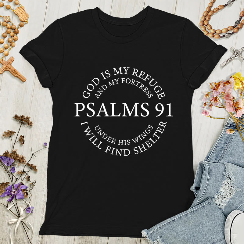 Christianartworkshop Camiseta con el Salmo 91 - Camiseta inspiradora para mujer - Negro - 4XL - image 0