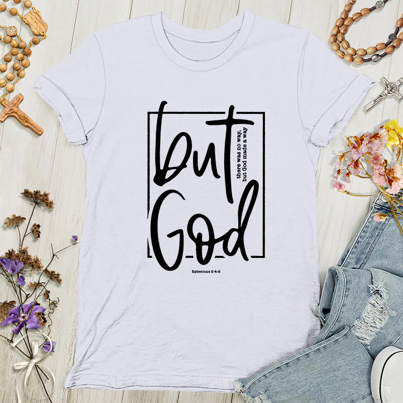 Christianartworkshop Camiseta femenina con estampado inspirador "Pero Dios" - Blanco - 4XL - image 1