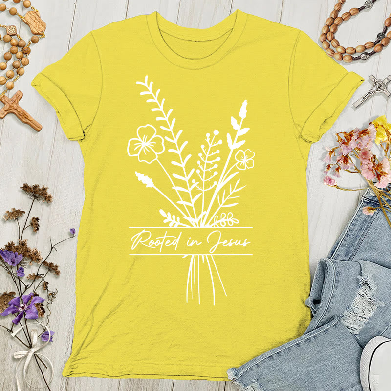 Christianartworkshop Camiseta de mujer "Arraigada en Jesús" - Oro - 4XL - image 2