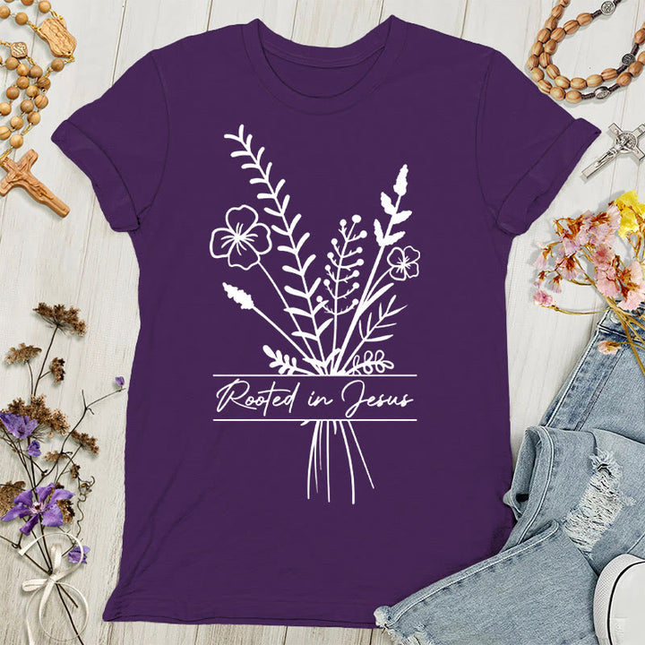 Christianartworkshop Camiseta de mujer "Arraigada en Jesús" - Purplr - 4XL - image 4