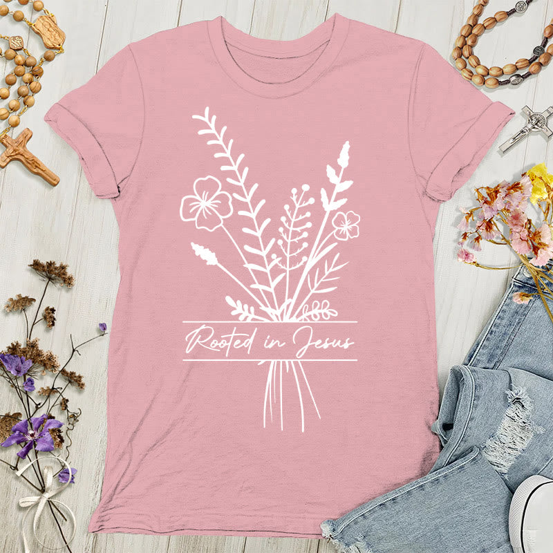 Christianartworkshop Camiseta de mujer "Arraigada en Jesús" - rosa claro - 4XL - image 7