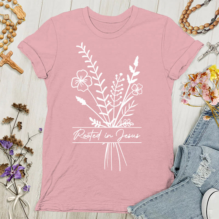 Christianartworkshop Camiseta de mujer "Arraigada en Jesús" - rosa claro - 4XL - image 7