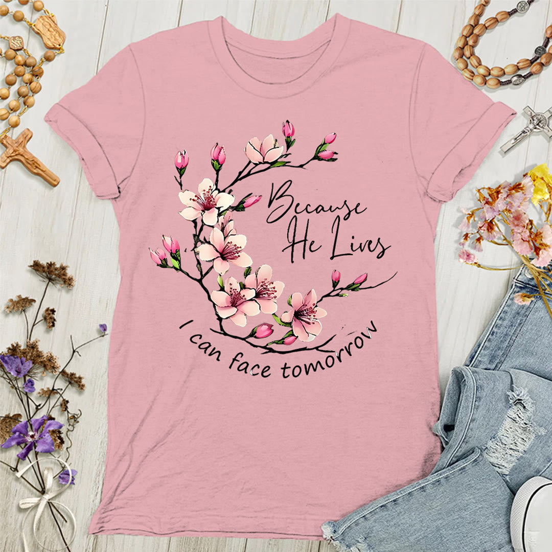 Christianartworkshop Camiseta de mujer "Porque Dios vive, puedo afrontar el mañana" - Rosa - 4XL - image 0