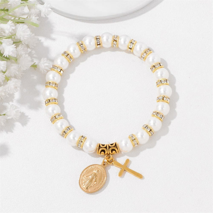 Christianartworkshop FE EN ORACIÓN: Elegante pulsera blanca con medalla milagrosa y tarjeta con versículo bíblico. - image 7