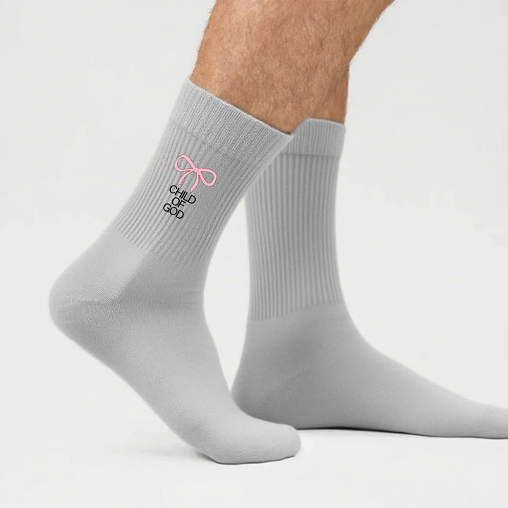 Christianartworkshop Calcetines Child Of God con lazo rosa: Camina con gracia en la fe. - Gris - Hombres (UE 40-44/EE. UU. 7.5-11) - image 10