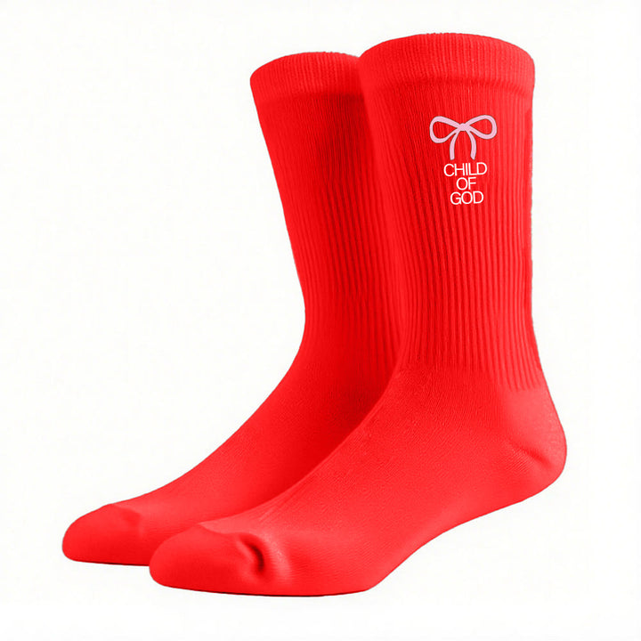 Christianartworkshop Calcetines Child Of God con lazo rosa: Camina con gracia en la fe. - Rojo - Mujeres (UE 36-39/EE. UU. 8.5-9) - image 15