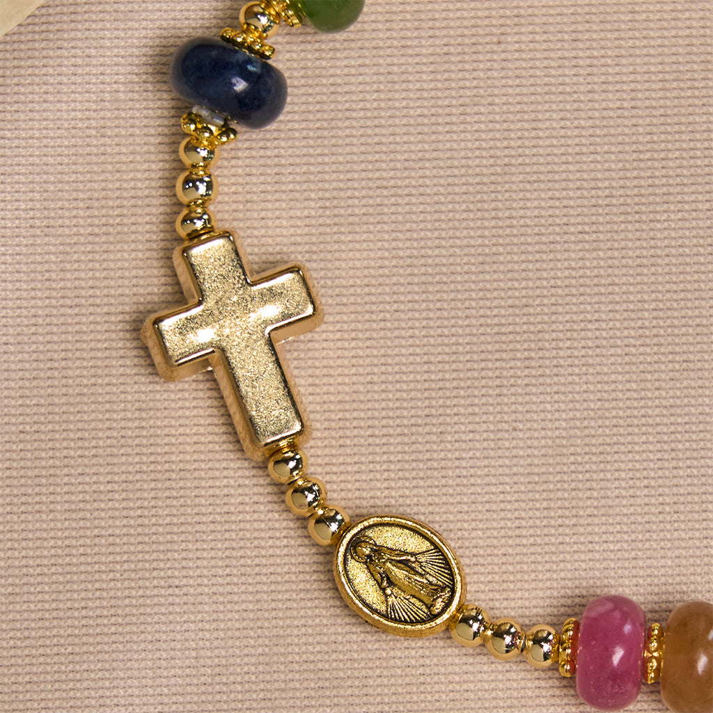 Christianartworkshop Pulsera de cuentas de turmalina con ábaco, cruz y medalla milagrosa. - image 6
