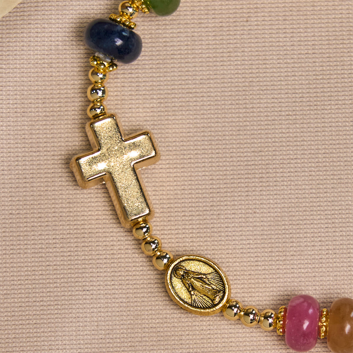 Christianartworkshop Pulsera de cuentas de turmalina con ábaco, cruz y medalla milagrosa. - image 6