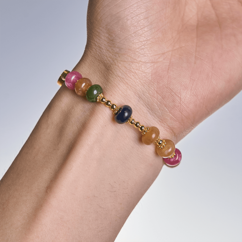 Christianartworkshop Pulsera de cuentas de turmalina con ábaco, cruz y medalla milagrosa. - image 2