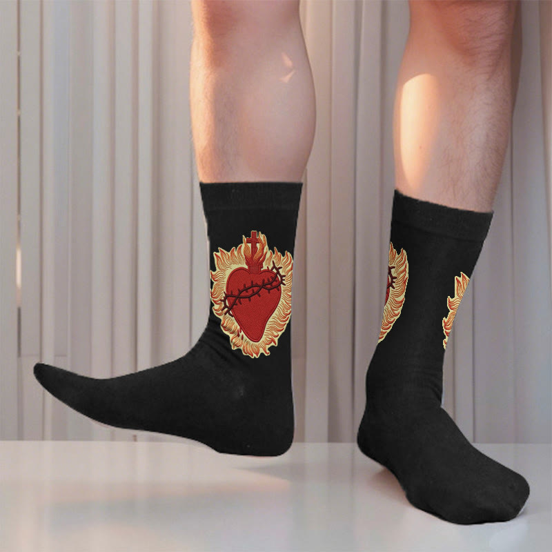 Christianartworkshop Calcetines unisex de la Fe del Sagrado Corazón que irradian amor y protección espiritual. - image 1