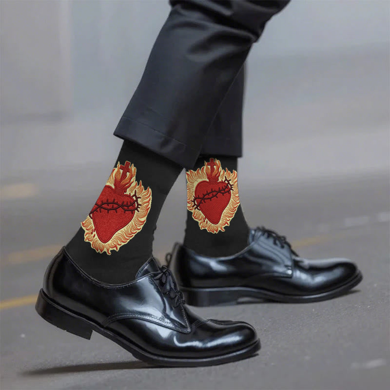 Christianartworkshop Calcetines unisex de la Fe del Sagrado Corazón que irradian amor y protección espiritual. - Talla única (UE 36-46 / EE. UU. 4-13) - 10 pares - image 0