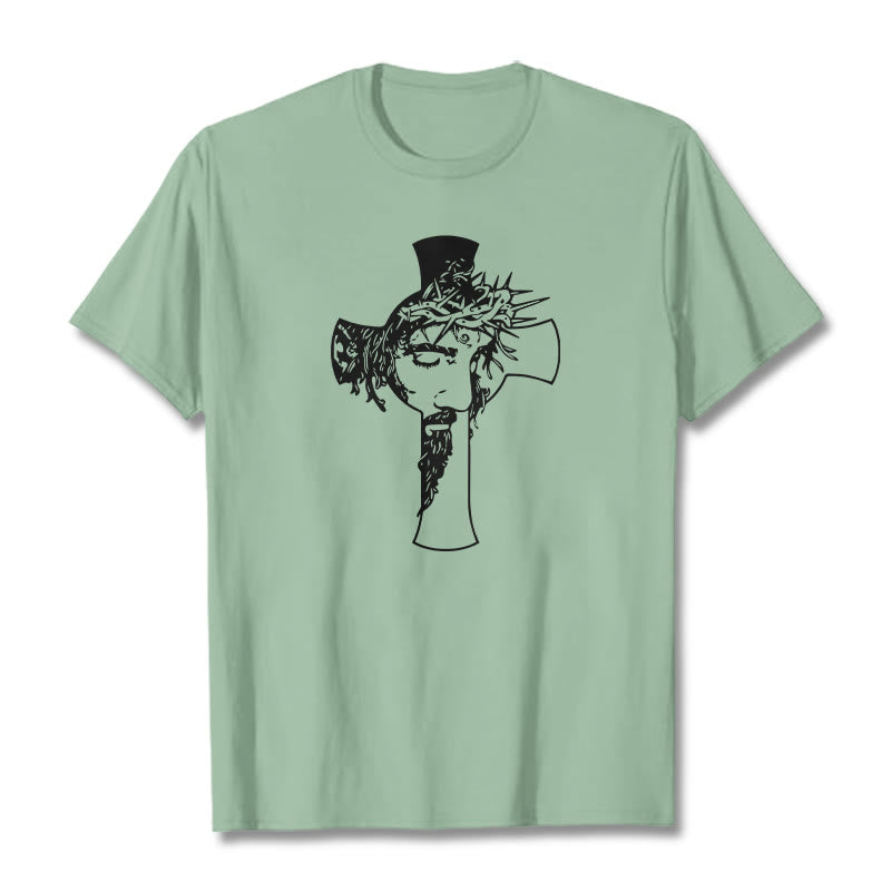 Christianartworkshop Camiseta unisex con diseño moderno de corona de espinas y cruz. - Verde claro - 2XL - image 15
