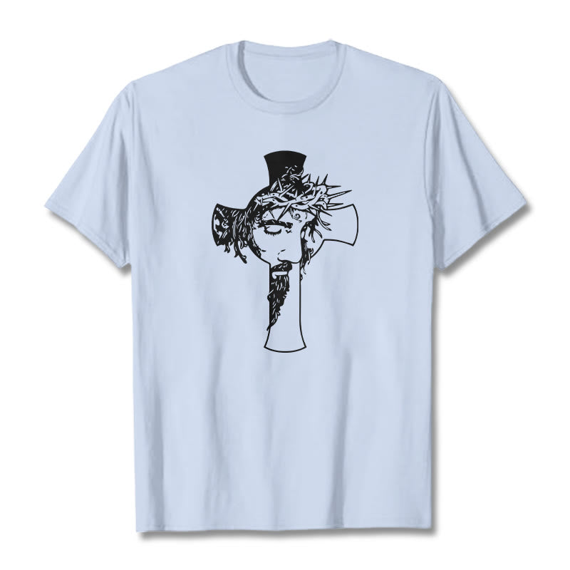 Christianartworkshop Camiseta unisex con diseño moderno de corona de espinas y cruz. - Azul claro - 2XL - image 19