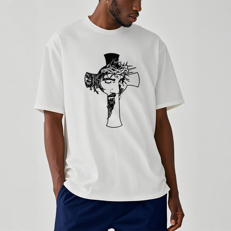 Christianartworkshop Camiseta unisex con diseño moderno de corona de espinas y cruz. - image 3