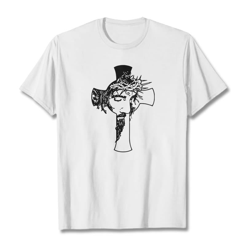 Christianartworkshop Camiseta unisex con diseño moderno de corona de espinas y cruz. - Blanco - 2XL - image 2