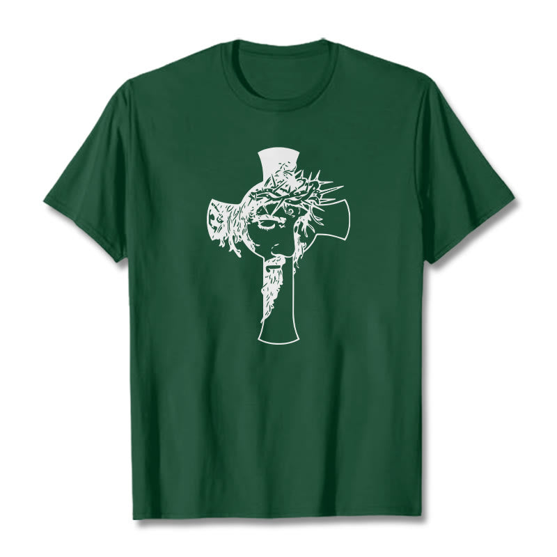 Christianartworkshop Camiseta unisex con diseño moderno de corona de espinas y cruz. - Verde oscuro - 2XL - image 9