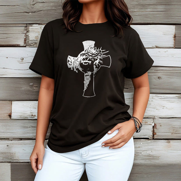 Christianartworkshop Camiseta unisex con diseño moderno de corona de espinas y cruz. - image 7