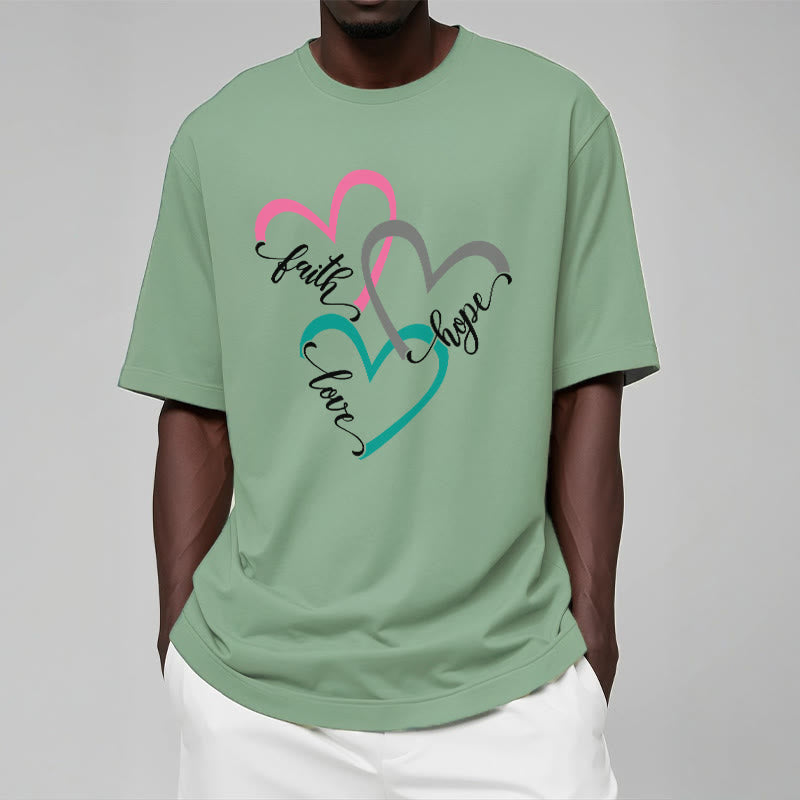 Christianartworkshop Camiseta unisex con diseño de corazón cristiano "Fe, Esperanza, Amor" para creyentes. - image 12