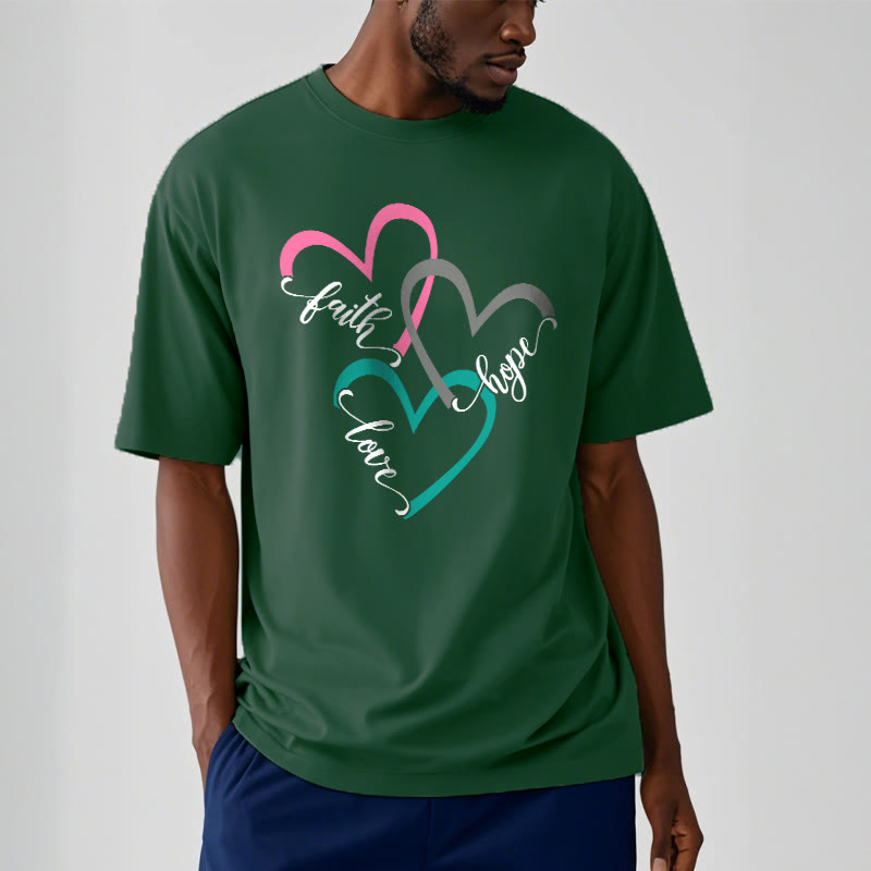 Christianartworkshop Camiseta unisex con diseño de corazón cristiano "Fe, Esperanza, Amor" para creyentes. - image 8