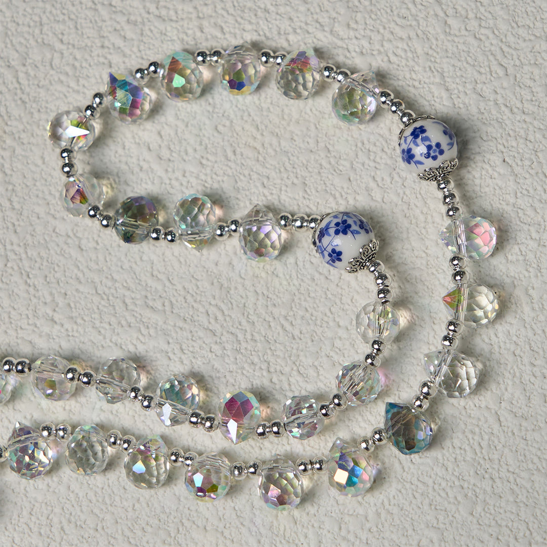 Christianartworkshop Rosario de cristal brillante y cuentas florales azules con crucifijo esmaltado y Nuestra Señora - image 8