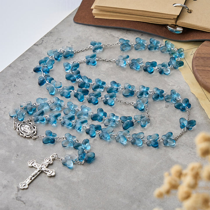 Christianartworkshop La fe es la esperanza: Pulsera de oración con mariposa azul brillante Alas de Devoción, Rosario de animales - image 4