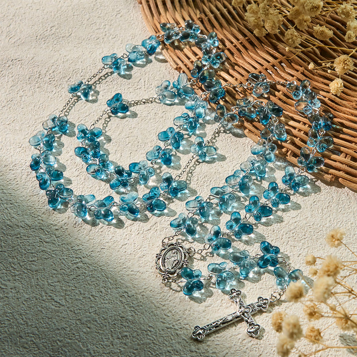 Christianartworkshop La fe es la esperanza: Pulsera de oración con mariposa azul brillante Alas de Devoción, Rosario de animales - image 3