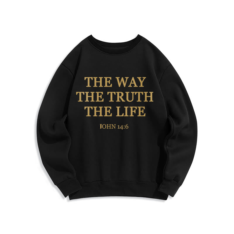 Christianartworkshop Sudadera de poliéster con forro polar con el mensaje "El Camino, la Verdad, la Vida" de las Escrituras. - Negro - 2XL - image 0