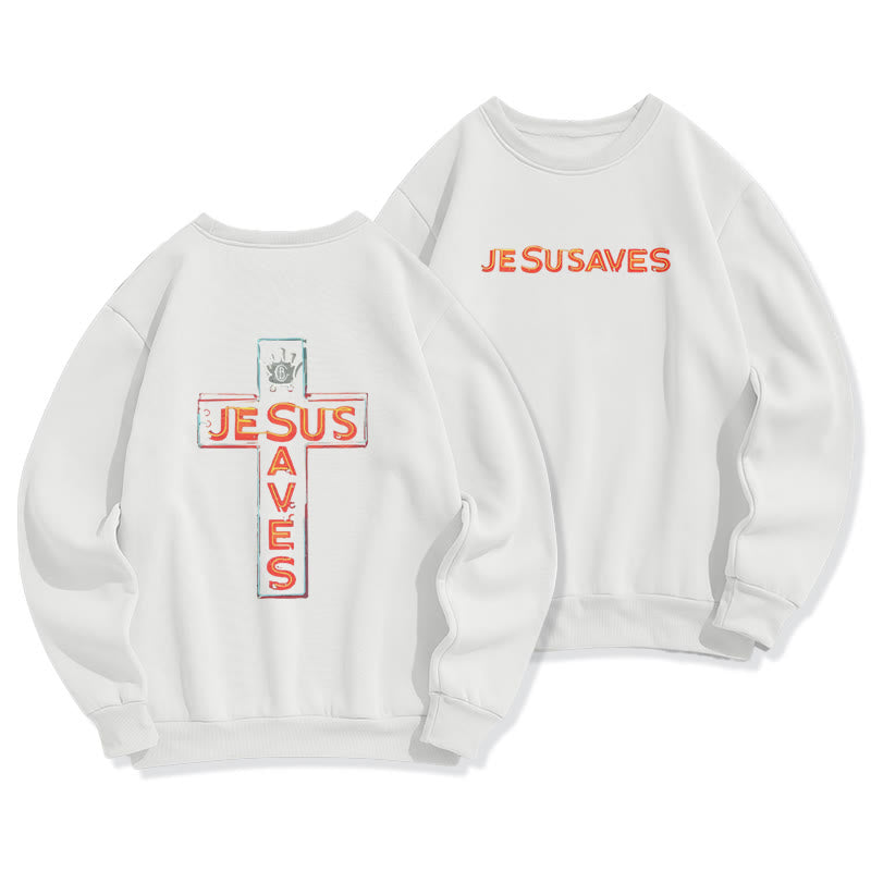 Christianartworkshop Sudadera de poliéster con forro polar con estampado de la cruz "Jesús salva" y declaración de fe. - Blanco - 2XL - image 1