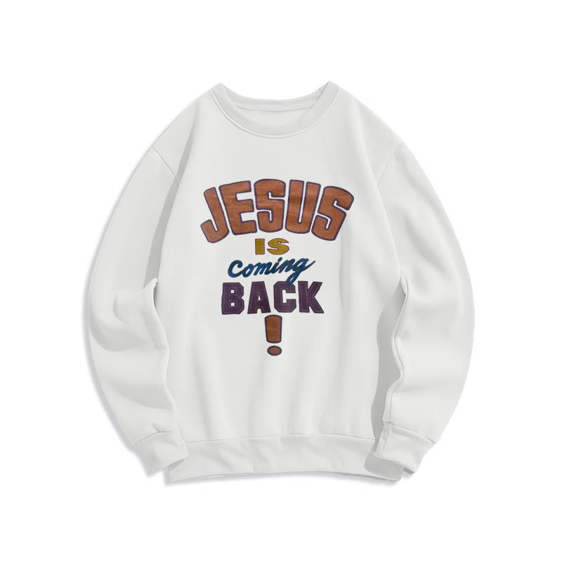 Christianartworkshop Sudadera de poliéster con forro polar con estampado "Jesús regresa" de estilo urbano moderno. - Blanco - 2XL - image 0