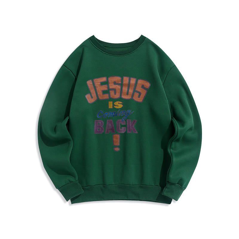 Christianartworkshop Sudadera de poliéster con forro polar con estampado "Jesús regresa" de estilo urbano moderno. - Verde - 2XL - image 5