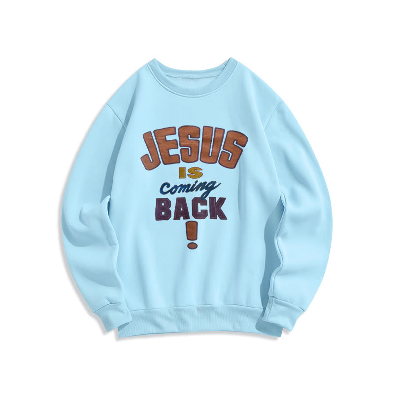 Christianartworkshop Sudadera de poliéster con forro polar con estampado "Jesús regresa" de estilo urbano moderno. - Azul - 2XL - image 3
