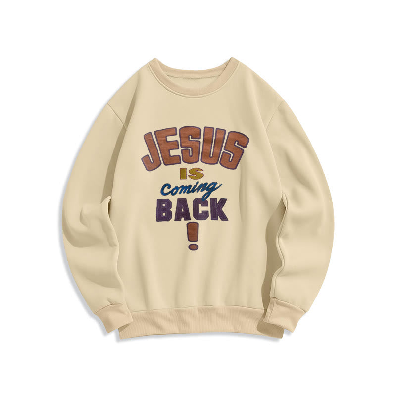 Christianartworkshop Sudadera de poliéster con forro polar con estampado "Jesús regresa" de estilo urbano moderno. - Beige - 2XL - image 2