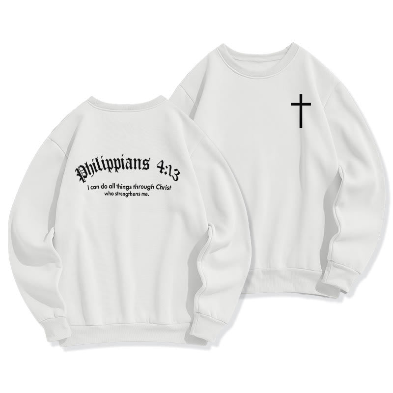 Christianartworkshop Sudadera de poliéster con forro polar y cita estilo Fe Audaz en Filipenses 413 - Blanco - 2XL - image 0