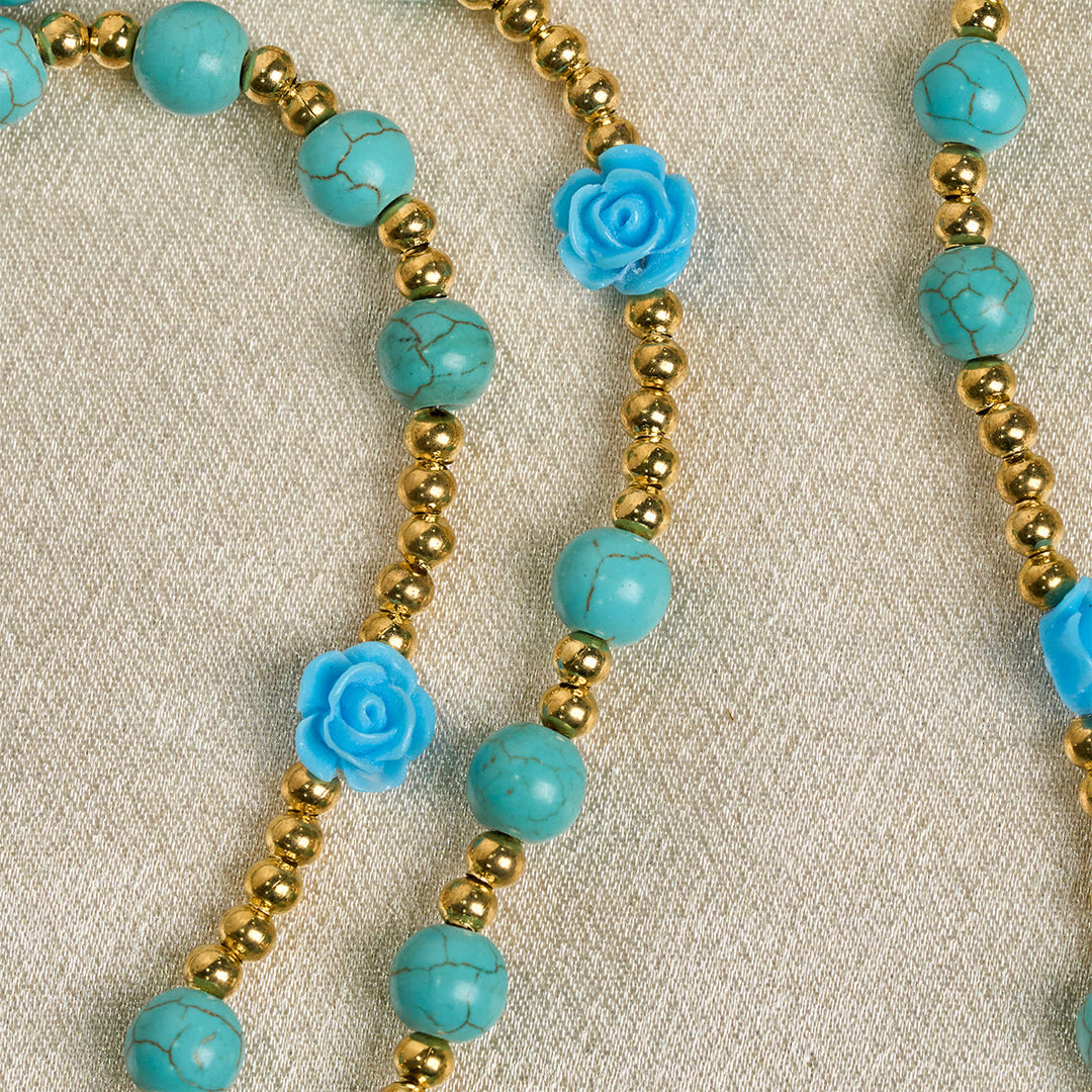 Christianartworkshop Elegante rosario de rosas rojas y azules con cuentas turquesas: bendecido por la Virgen María y San Benito. - image 19