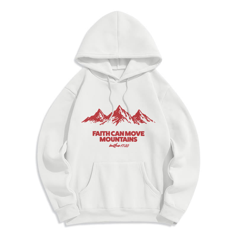 Christianartworkshop Sudadera con capucha de poliéster forrada de felpa con el lema "La fe mueve montañas" e inspiración bíblica. - Blanco - 2XL - image 1
